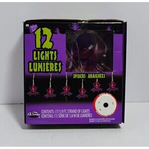 FUN WORLD HALLOWEEN 5.9 FT LED LIGHT STRAND OF SPIDERS NEW OPEN BOX